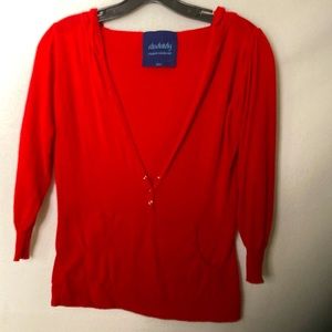 Absolutely red hooded sweater. Lightweight.